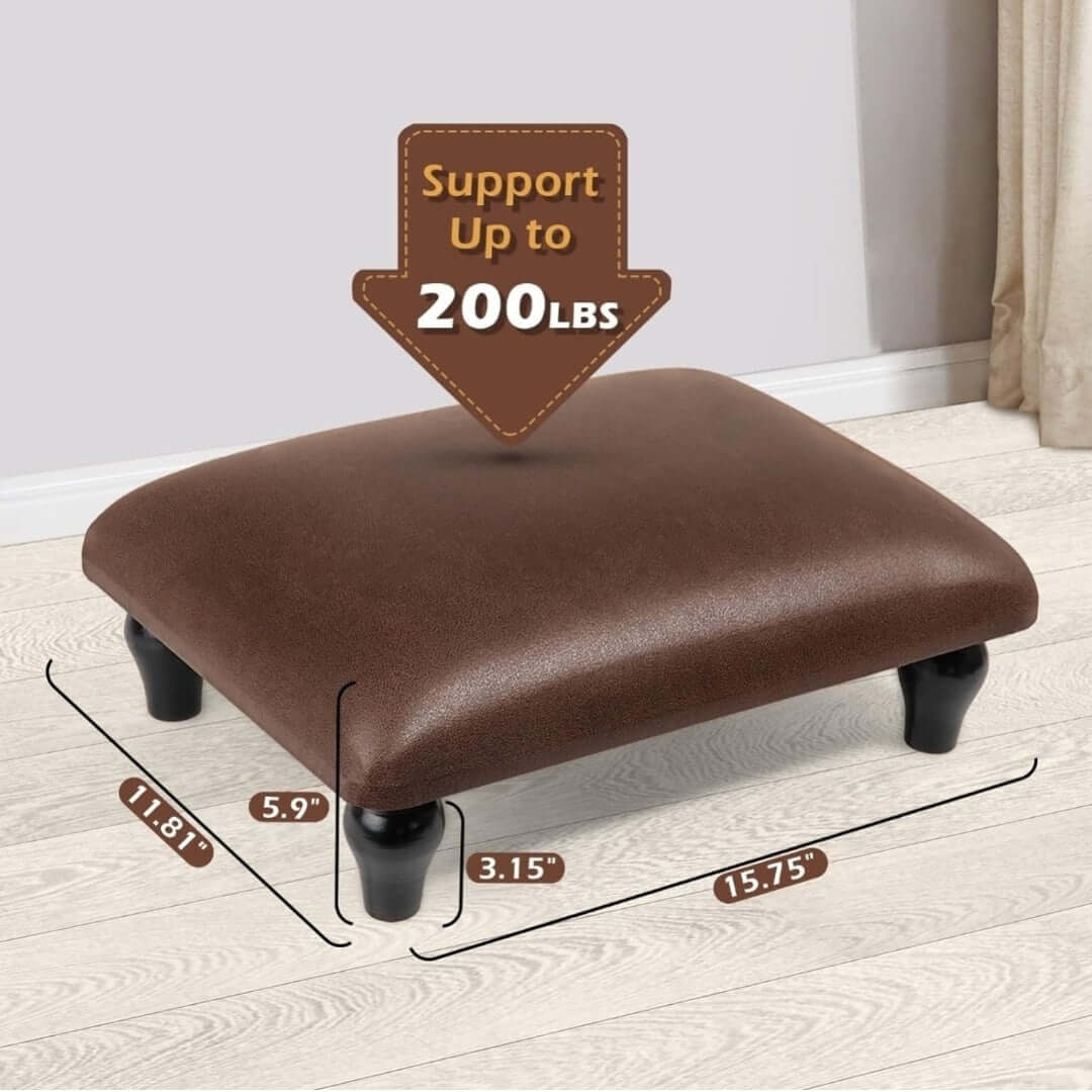 Small Padded Foot Stool with Wooden Legs