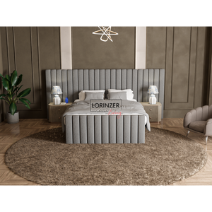 Lisbon Tall & Wide Panel Headboard Bed Frame with Ottoman Option Lorinzer Living