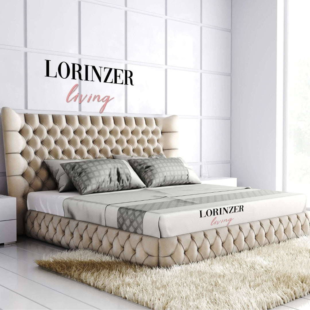 Grand Laguna Wingback Bed with Ottoman Storage