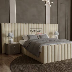Lisbon Tall & Wide Panel Headboard Bed Frame with Ottoman Option Lorinzer Living