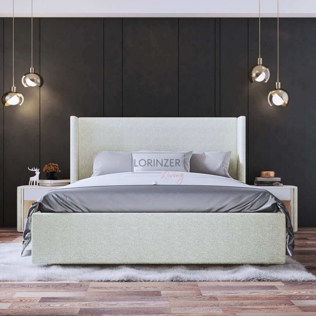 Luxe Boucle Wingback Bed Frame | Teddy Ottoman Storage Bed – Lorinzer ...