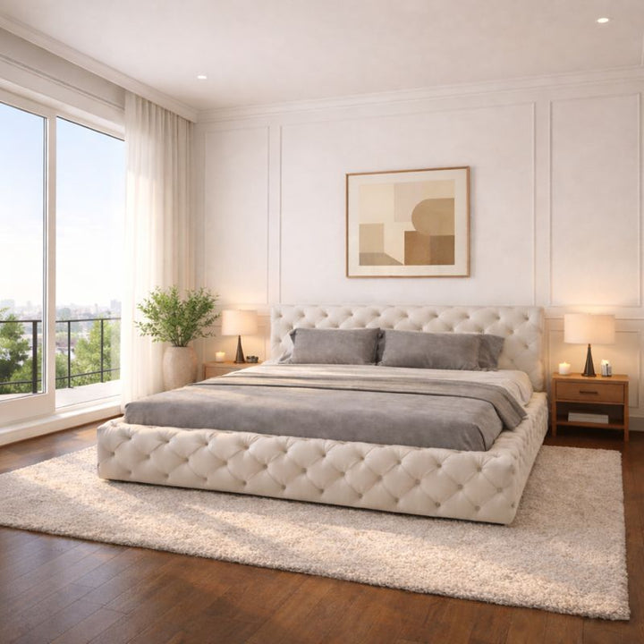 Zegna Park Lane Cream Chesterfield Divan Bed