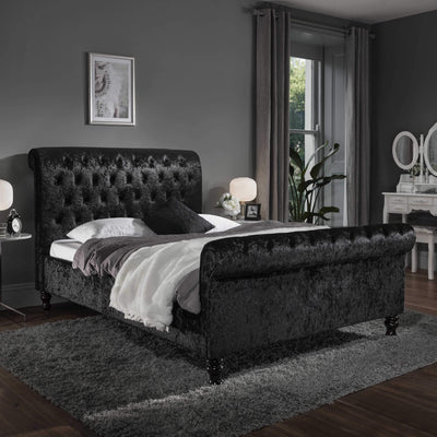 Mason Black Chesterfield Sleigh Scroll Bed Frame Bed Frame My Vogue Living 
