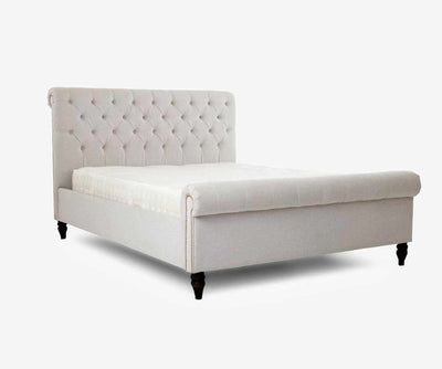 Elijah chrome studded cream naple sleigh bed frame