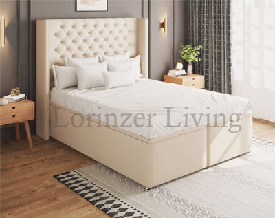 Ethena Cream ottoman winged bed | Lorinzer Living