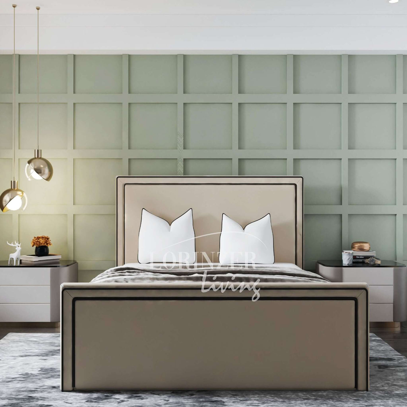 Los Angeles Tall Headboard Bordered bed - 0
