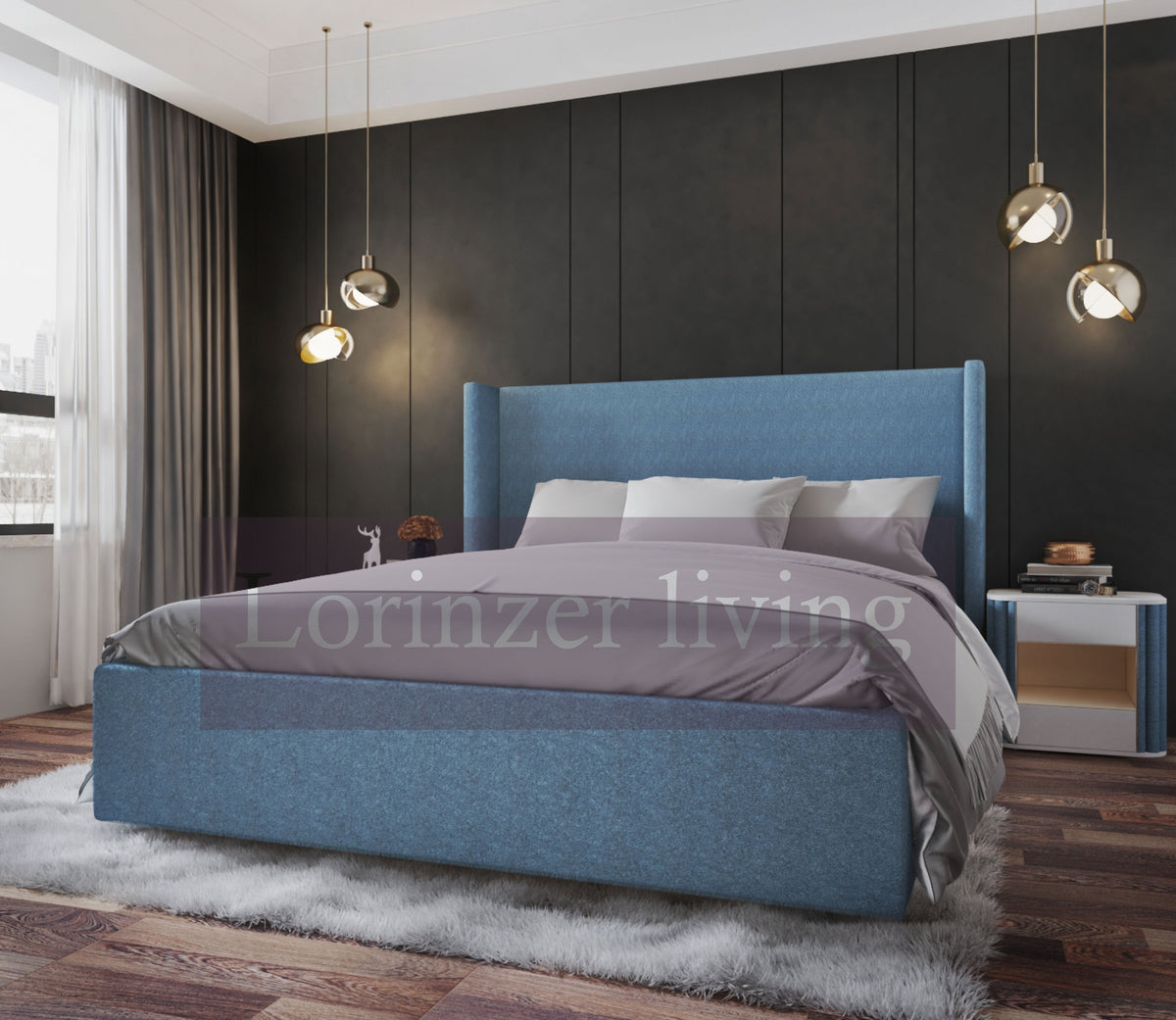 Luxe Boucle Wingback Bed Frame | Teddy Ottoman Storage Bed – Lorinzer ...