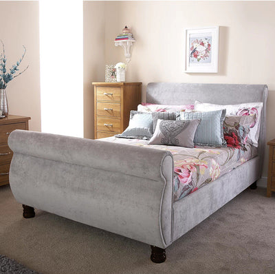 adonis plain swan sleigh chesterfield bed frame