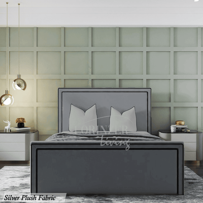 Los Angeles Tall Headboard Bordered bed, grey bed