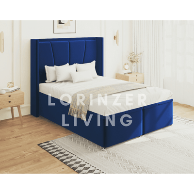 Neptune blue ottoman winged bed - 1